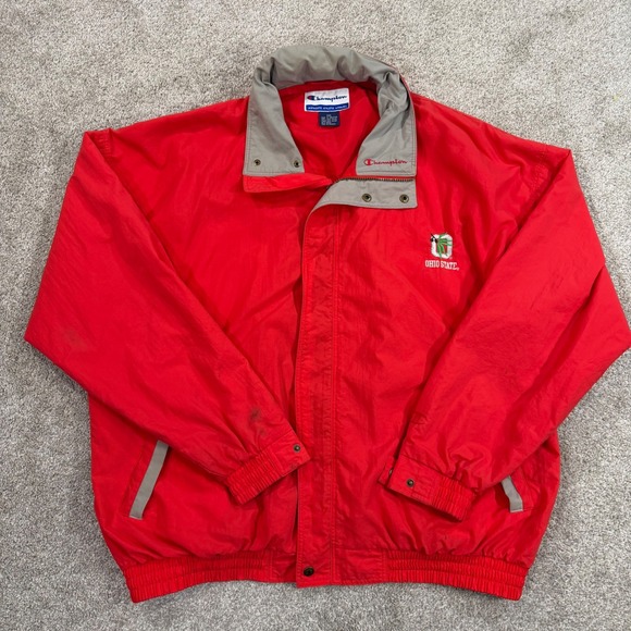 Champion Other - VTG Champion Ohio State Buckeyes Red Windbreaker Hooded Jacket Men's XL Pockets